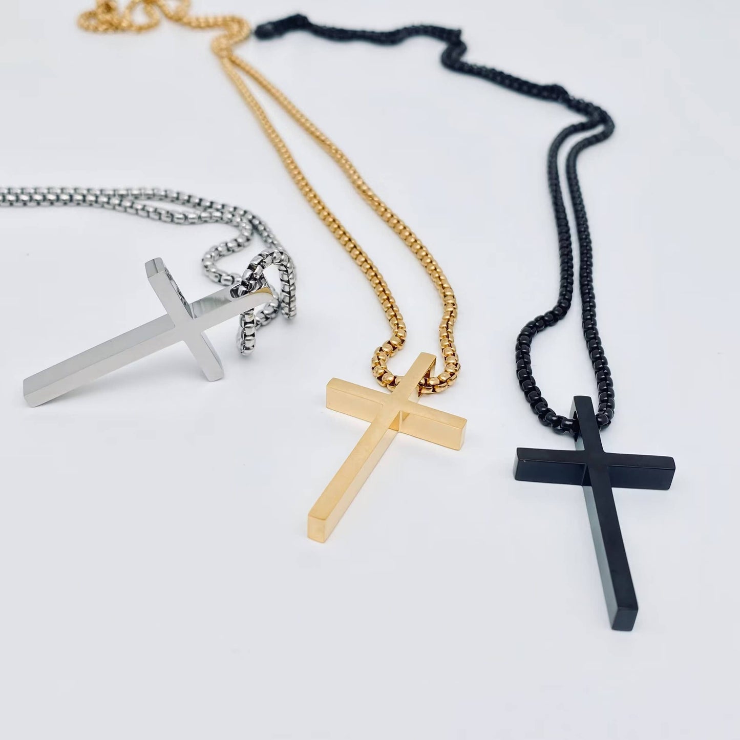 Glossy Cross Stainless Steel Pendant Necklace - MJ/MNP
