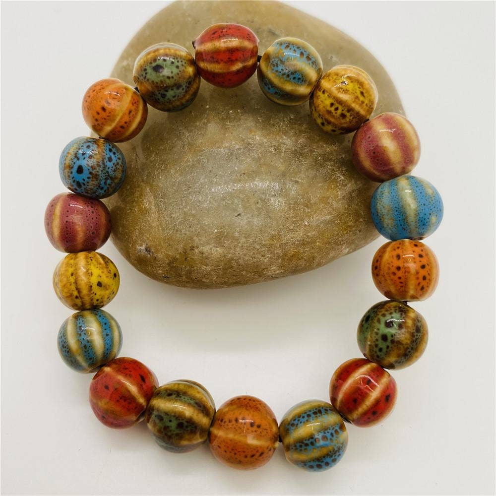 Colored Glazed Ceramic Elastic Bracelets