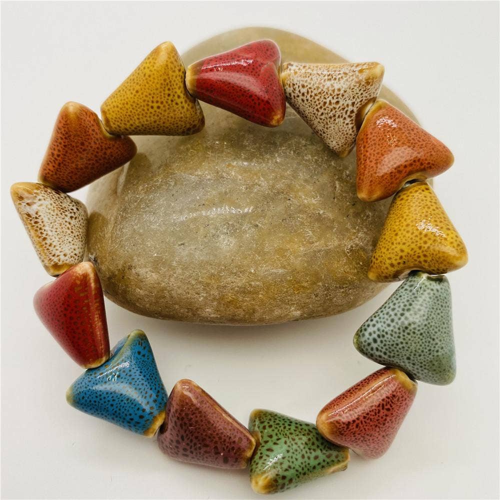 Colored Glazed Ceramic Elastic Bracelets