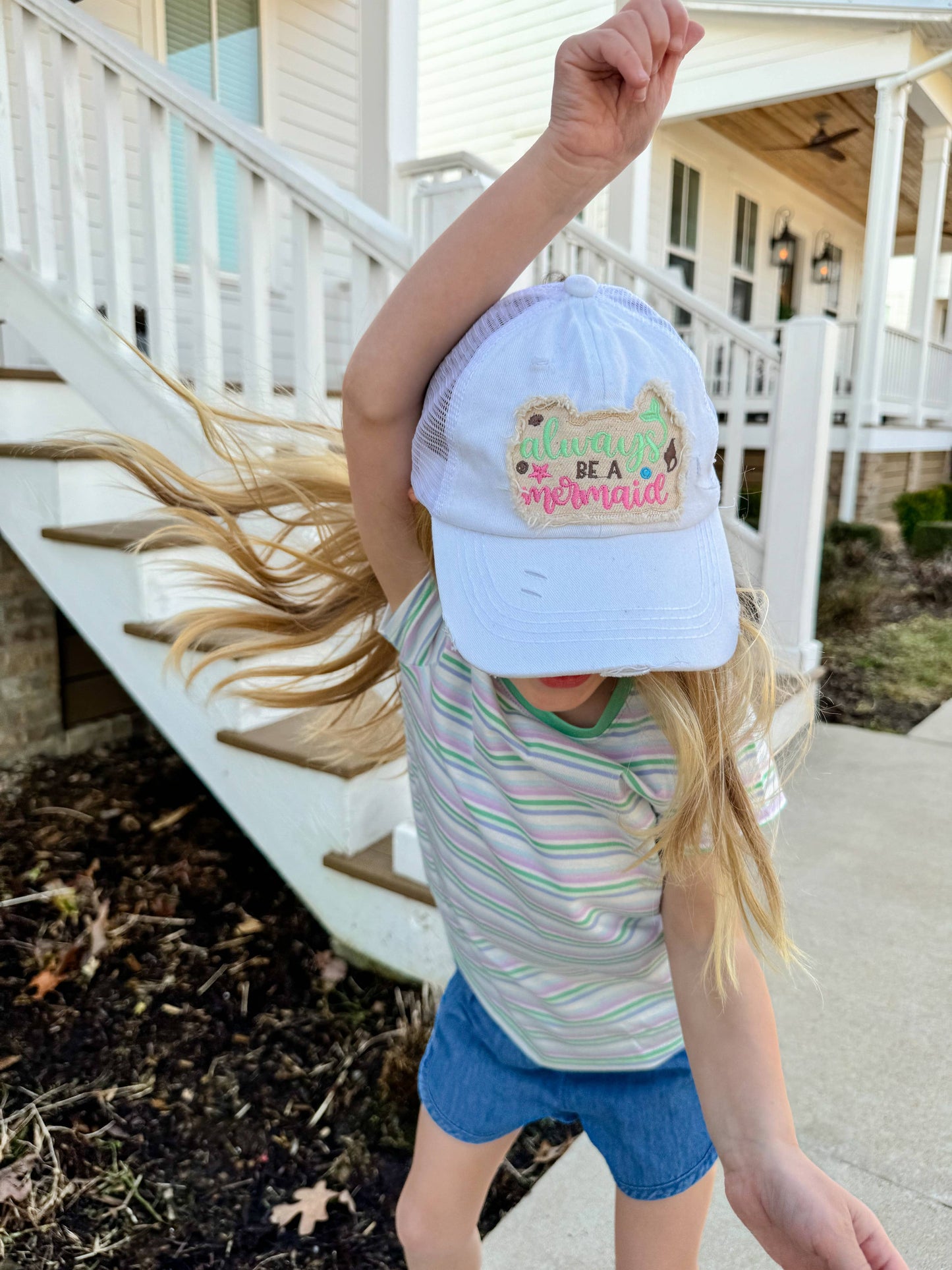 KIDS Embroidered Always Be A Mermaid Patch Criss Cross High