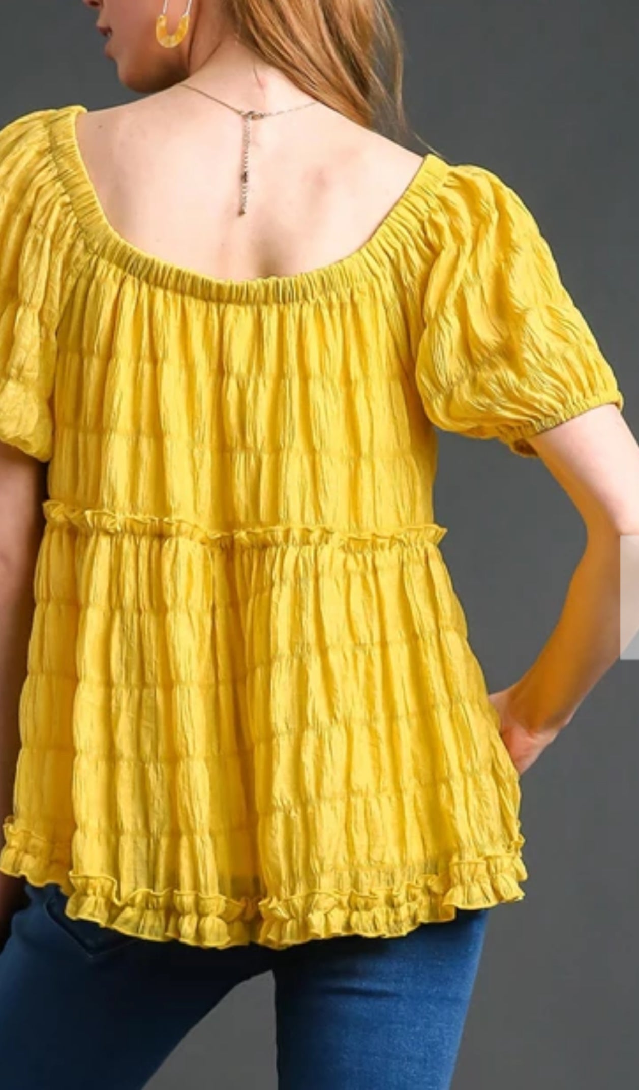 Umgee Crinkle Fabric Tiered Top