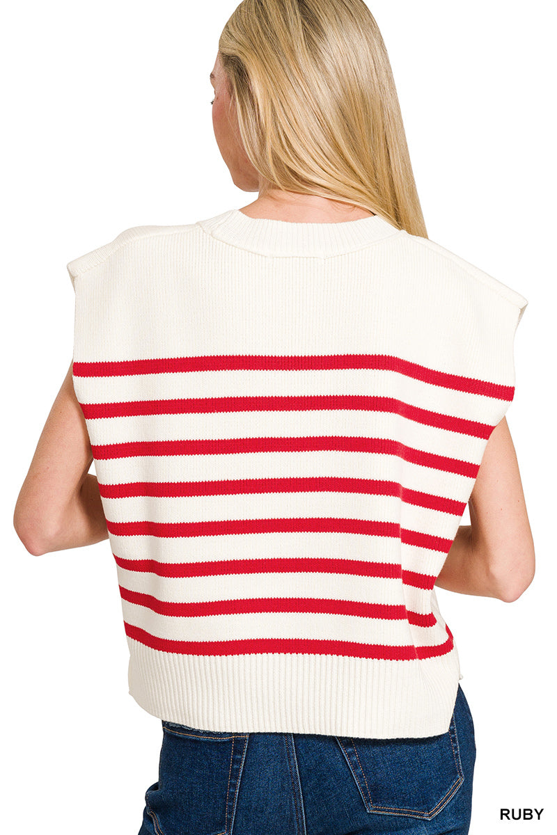 OVERSIZED CREW NECK STRIPE SWEATER VEST