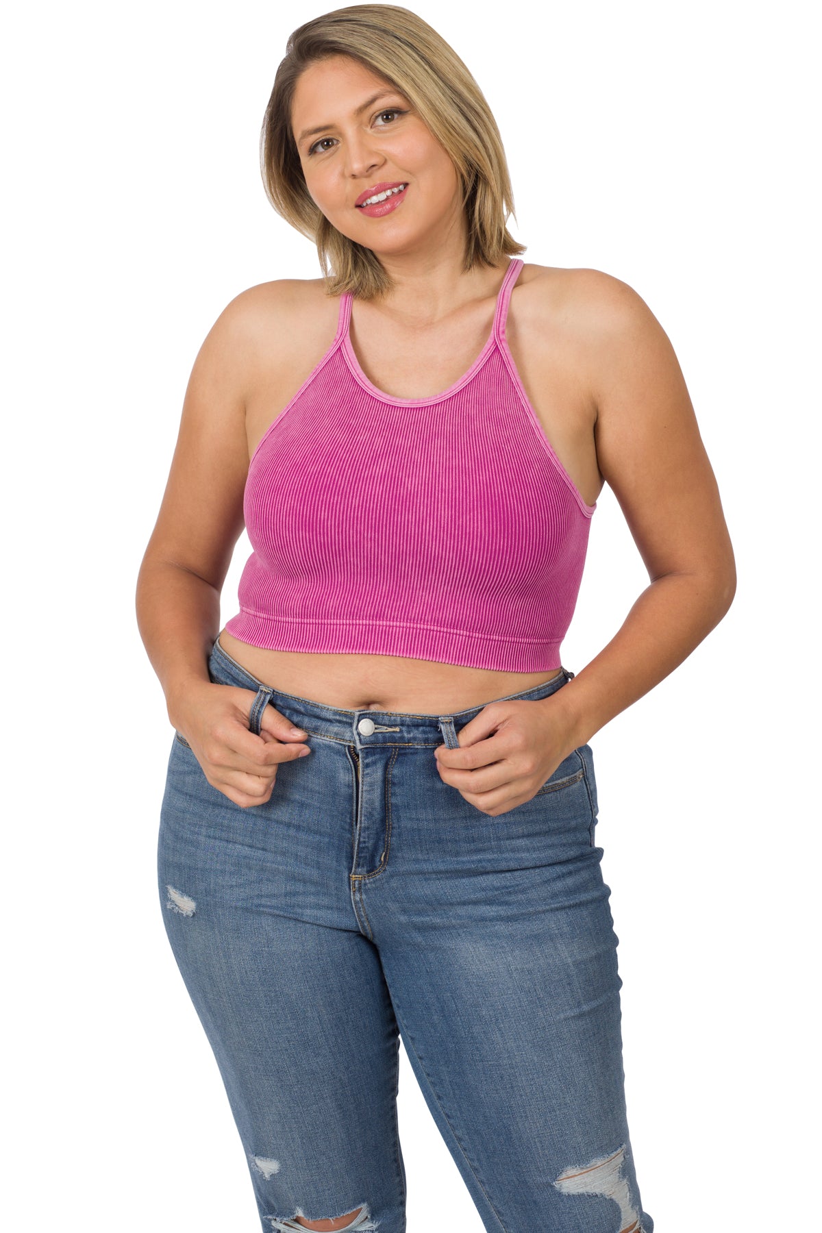 Zenana Ribbed Crop Cami