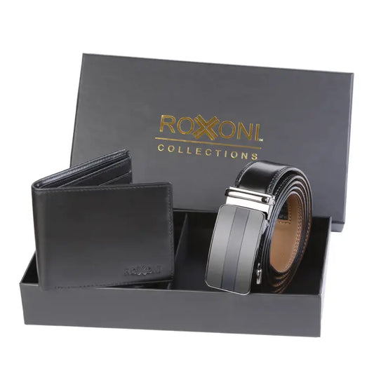 Men's Roxoni Ultra Soft Genuine Leather Rachet Belt & Wallet