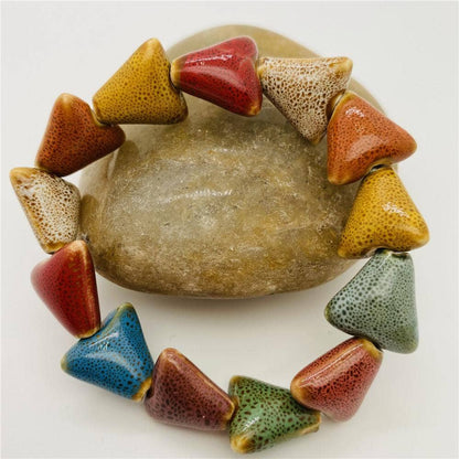 Colored Glazed Ceramic Elastic Bracelets