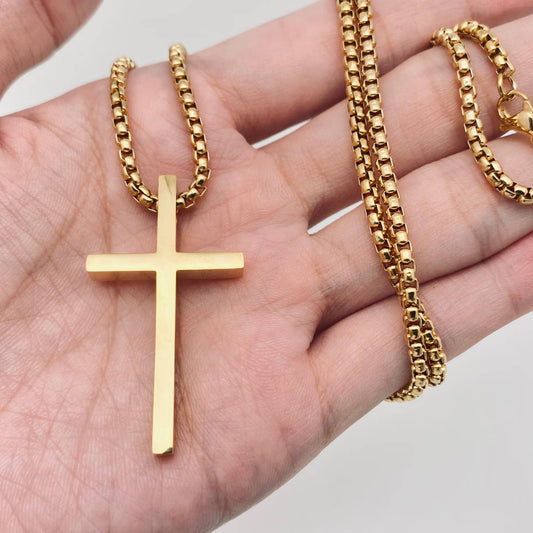 Glossy Cross Stainless Steel Pendant Necklace - MJ/MNP