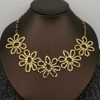 18K Golden S.Steel Hollow Large Flower