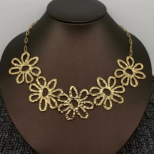 18K Golden S.Steel Hollow Large Flower
