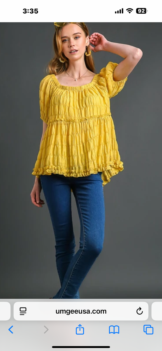 Umgee Crinkle Fabric Tiered Top