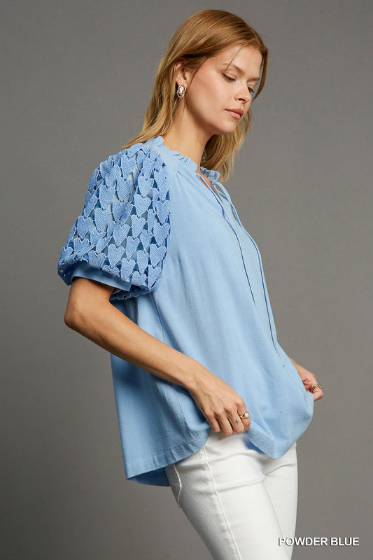 Umgee Linen Blend Front Tie Top