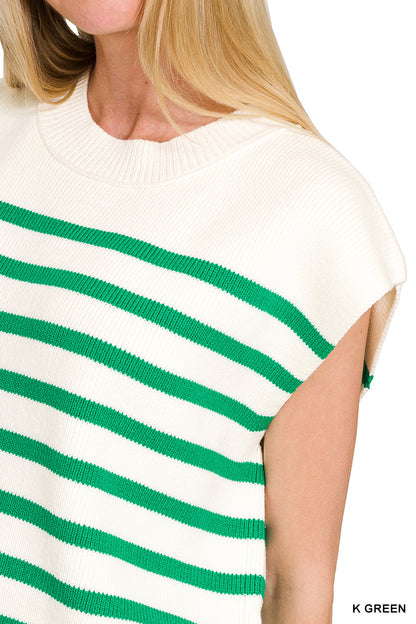 OVERSIZED CREW NECK STRIPE SWEATER VEST