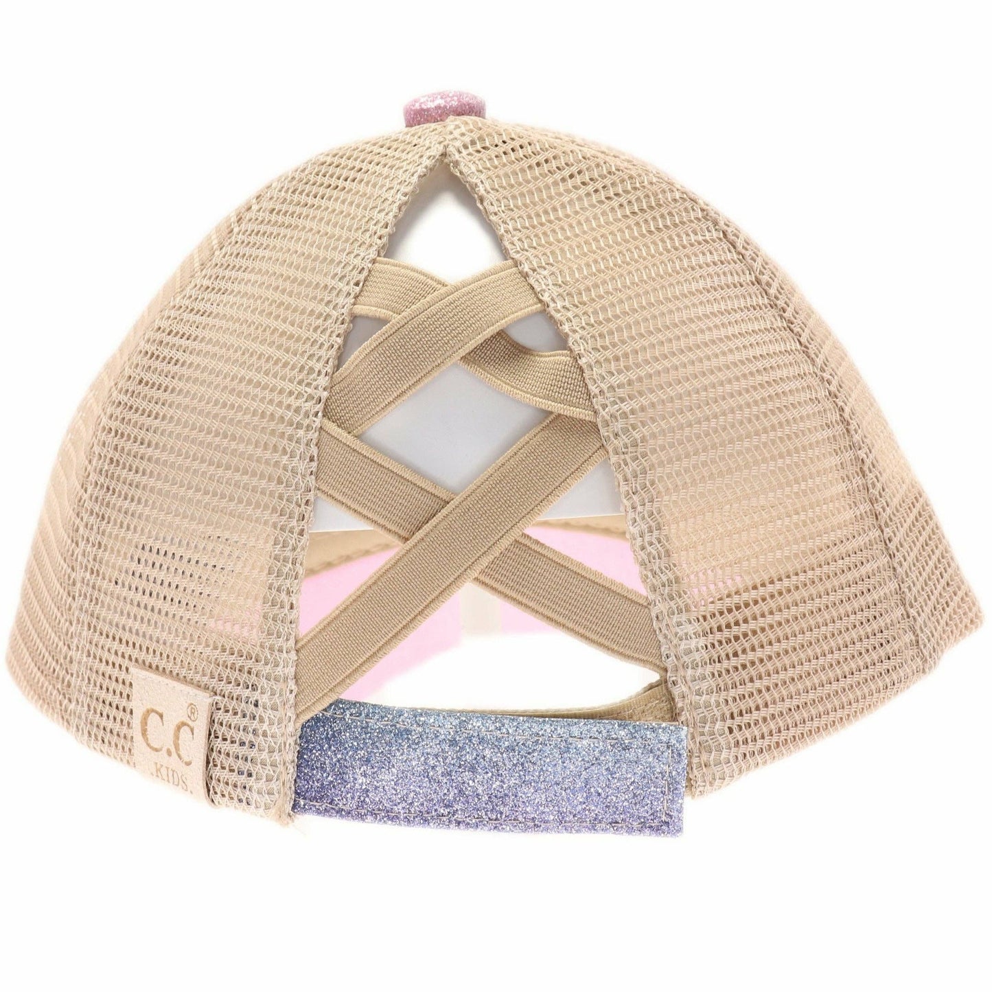 KIDS Shimmer Glitter Ombre Criss-Cross High Ponytail CC Ball