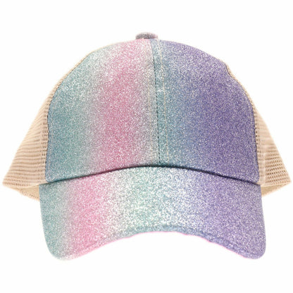 KIDS Shimmer Glitter Ombre Criss-Cross High Ponytail CC Ball
